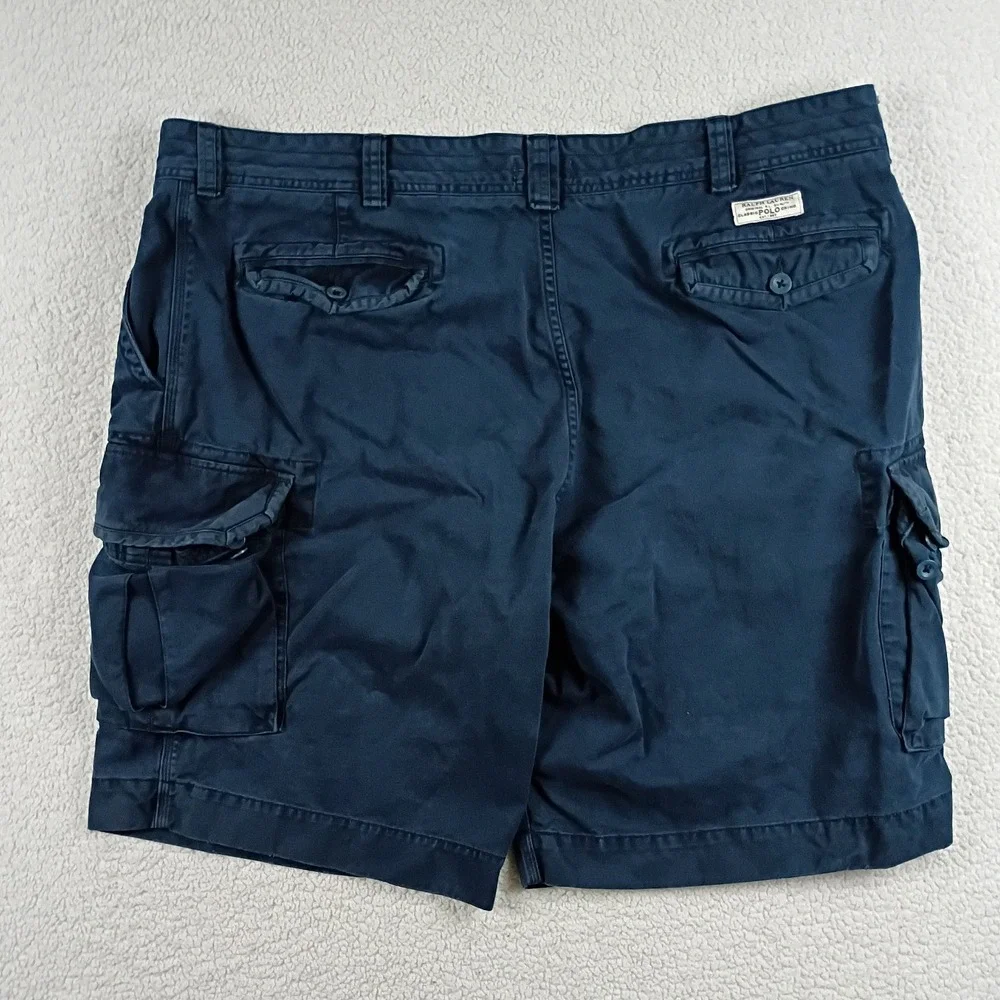 Polo Ralph‎ Lauren Cargo Shorts Mens 48 Navy Blue Classic Chino Cotton Relaxed